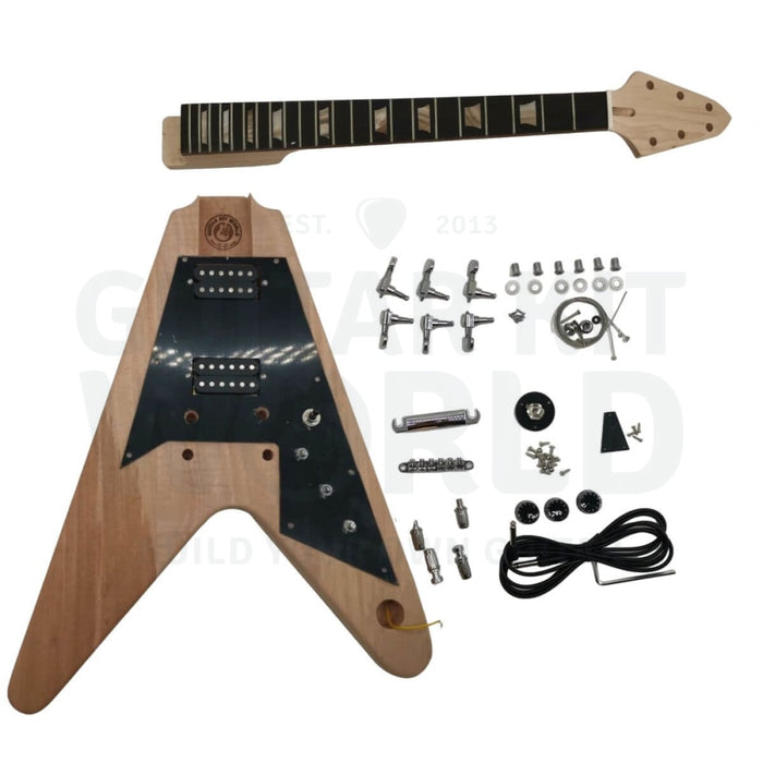 V3 Mahogany body Guitar Kit with Maple Neck, White Pearl Trapezoid Inlays - Guitar Kit World