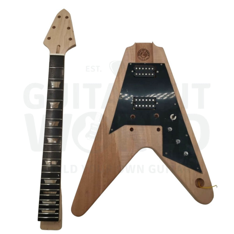 V3 Mahogany body Guitar Kit with Maple Neck, White Pearl Trapezoid Inlays - Guitar Kit World
