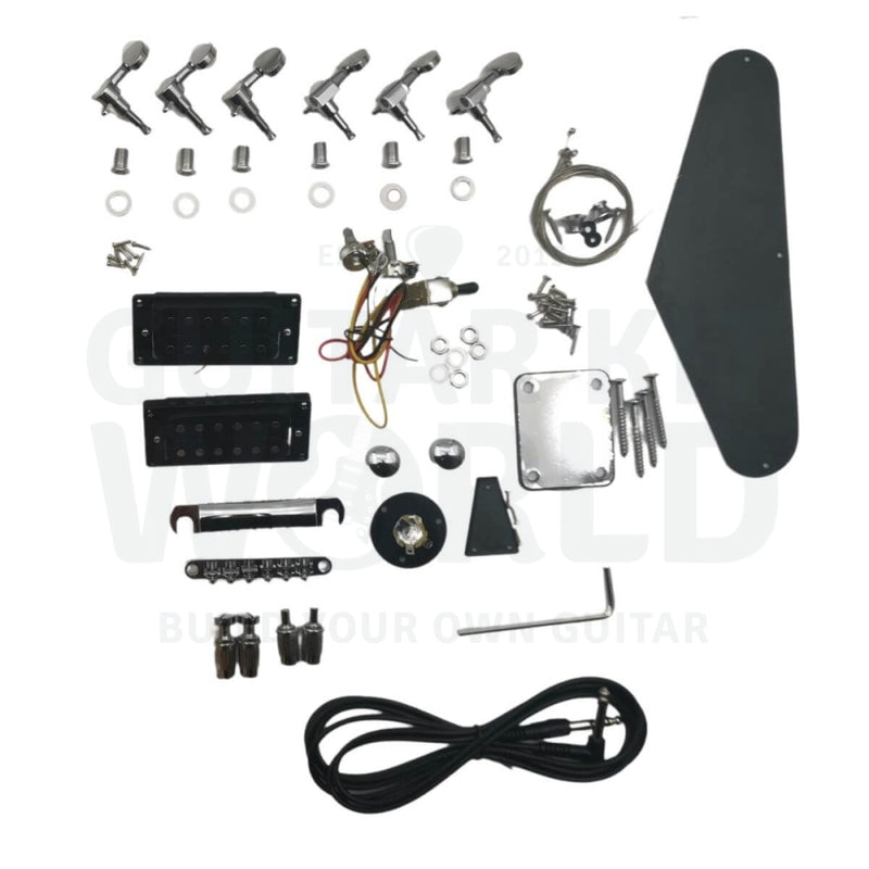 Mahogany V-style DIY Guitar Kit with Ebony Fretboard - Guitar Kit World