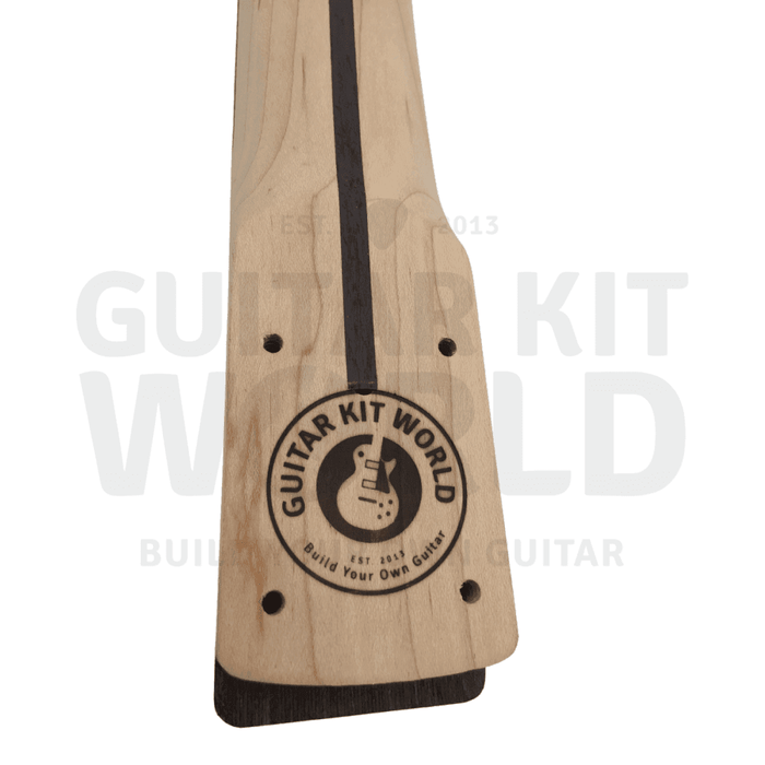 Alder ST style guitar kit with Quilted Maple Veneer, Maple Skunk Stripe Neck