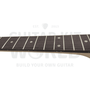 Alder ST style guitar kit with Quilted Maple Veneer, Maple Skunk Stripe Neck