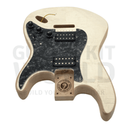 Alder ST style guitar kit with Quilted Maple Veneer, Maple Skunk Stripe Neck