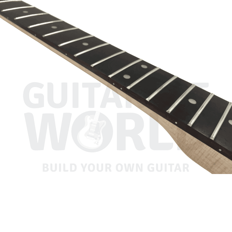 Alder ST style guitar kit with Quilted Maple Veneer, Maple Skunk Stripe Neck