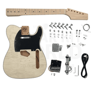 Alder TE Guitar Kit w/ Quilt Maple Veneer, Skunk Stripe Maple Neck