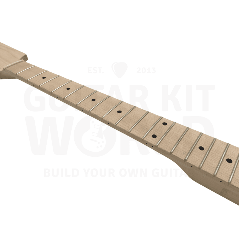 Alder TE Guitar Kit w/ Quilt Maple Veneer, Skunk Stripe Maple Neck