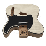 Alder TE Guitar Kit w/ Quilt Maple Veneer, Skunk Stripe Maple Neck