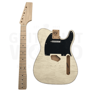 Alder TE Guitar Kit w/ Quilt Maple Veneer, Skunk Stripe Maple Neck