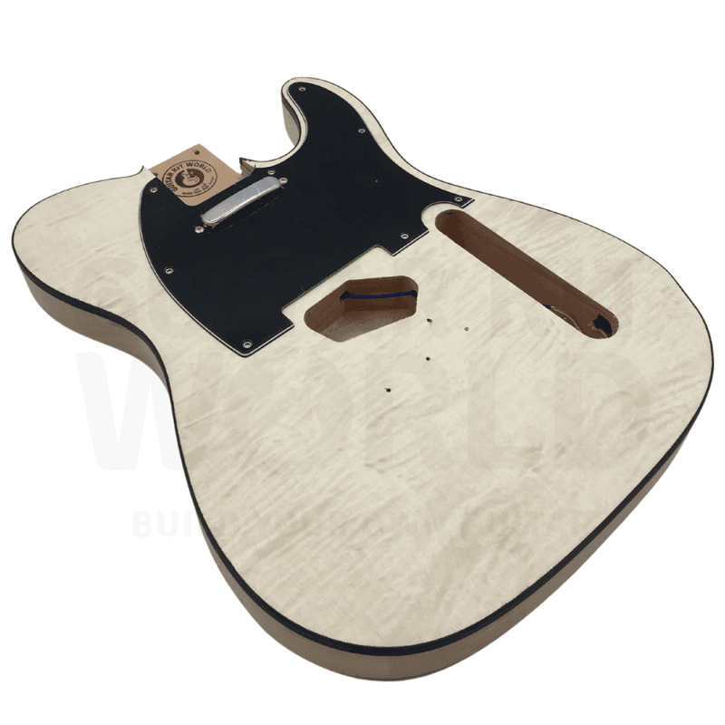 Alder TE Guitar Kit w/ Quilt Maple Veneer, Skunk Stripe Maple Neck
