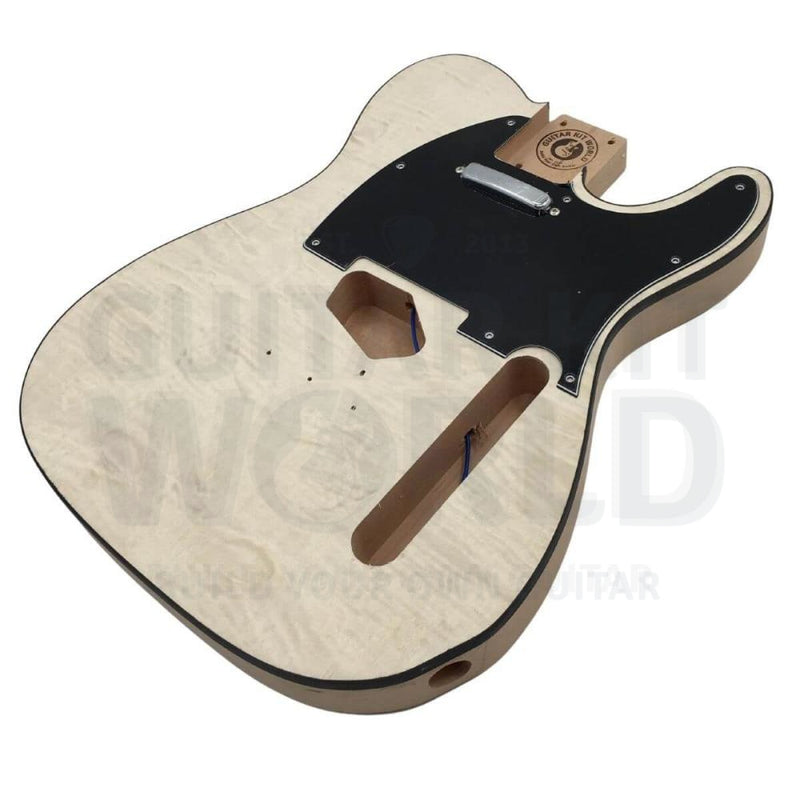 Alder TE Guitar Kit w/ Quilt Maple Veneer, Styled Headstock, Maple Neck