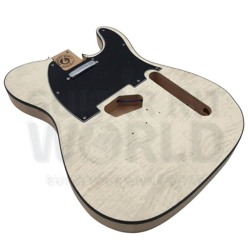 Alder TE Guitar Kit w/ Quilt Maple Veneer, Styled Headstock, Maple Neck
