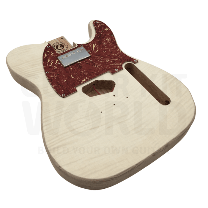 Ash TE Guitar Kit w/ Flame Maple Veneer, Skunk Stripe Maple Neck
