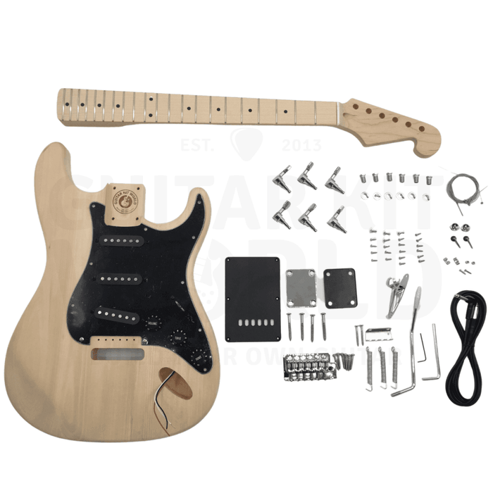 Basswood ST style guitar kit with Maple Neck and Fretboard, Chrome Hardware