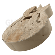 E175 Hollow Body Guitar Kit w/ Spalted Maple Veneer, Chrome Hardware