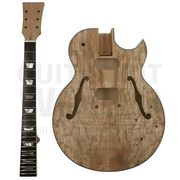 E175 Hollow Body Guitar Kit w/ Spalted Maple Veneer, Chrome Hardware