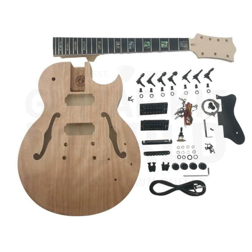 E175 Semi-Hollow Guitar Kit w/ 7-Strings, Mahogany Body, Ebony Fretboard