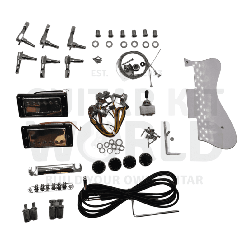 E335 Semi-Hollow Body Guitar Kit w/ Quilted Maple Veneer, Abalone Pearl Inlays