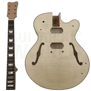 Hollow Body L5 style Guitar Kit w/ Flamed Maple Body Veneer, Rosewood Fretboard