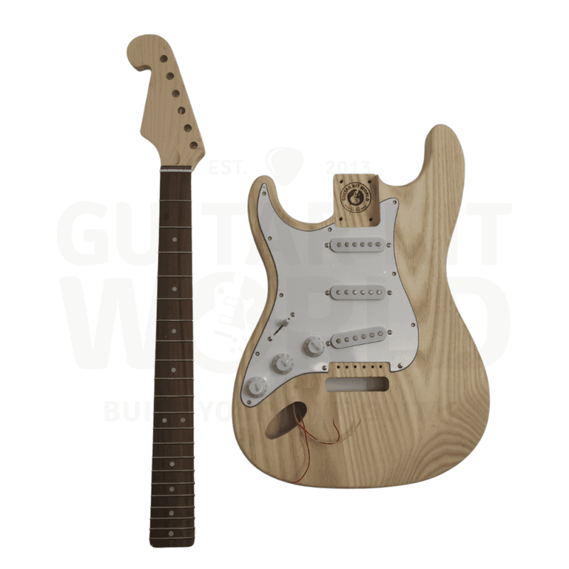 Lefty Ash body ST style guitar kit with Rosewood Fretboard