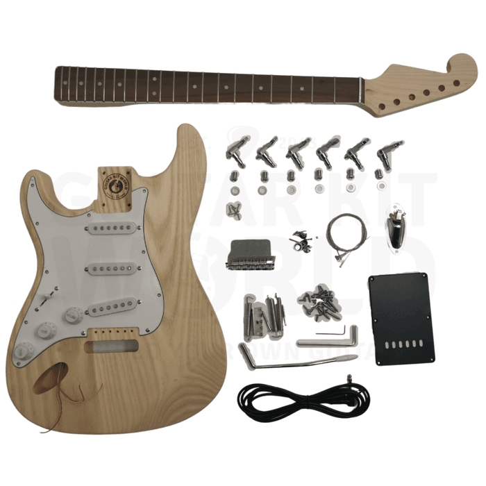 Lefty Ash body ST style guitar kit with Rosewood Fretboard