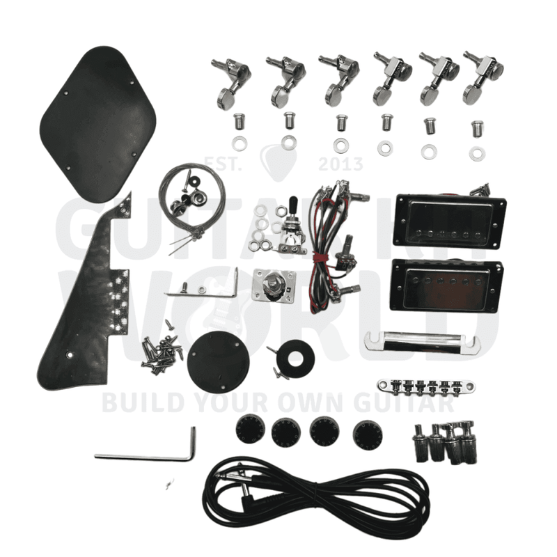 Lefty LP Guitar Kit with Flame Maple Veneer, Chrome Hardware