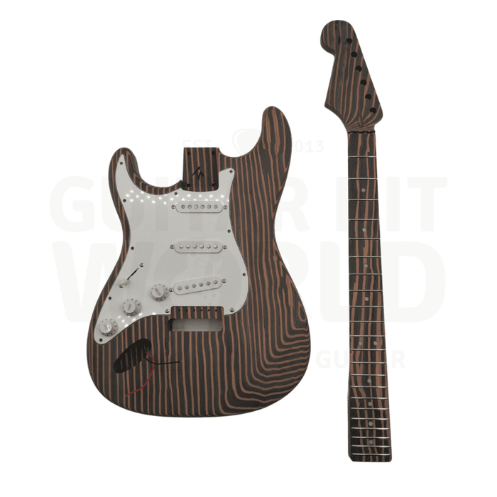 Lefty ST Zebrawood Guitar Kit with Chrome Hardware