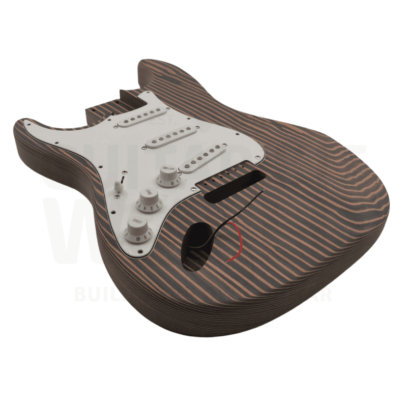 Lefty ST Zebrawood Guitar Kit with Chrome Hardware