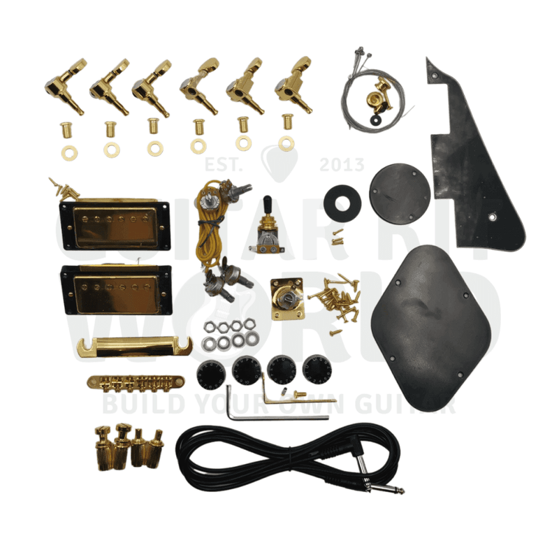 LP Guitar Kit with Flame Maple Veneer, Gold Hardware