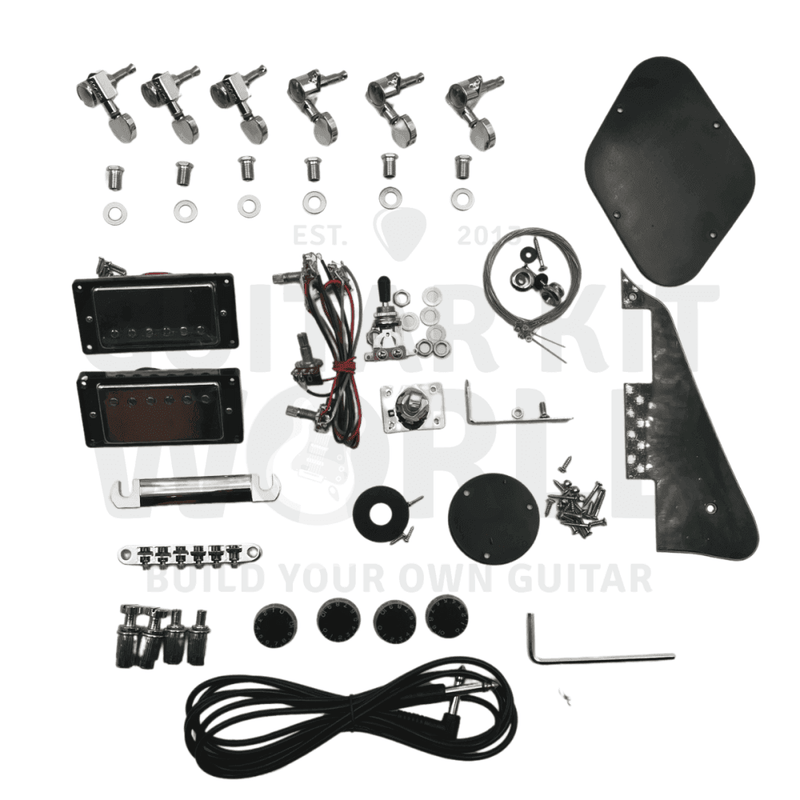 LP Guitar Kit with Quilted Maple Veneer, Chrome Hardware