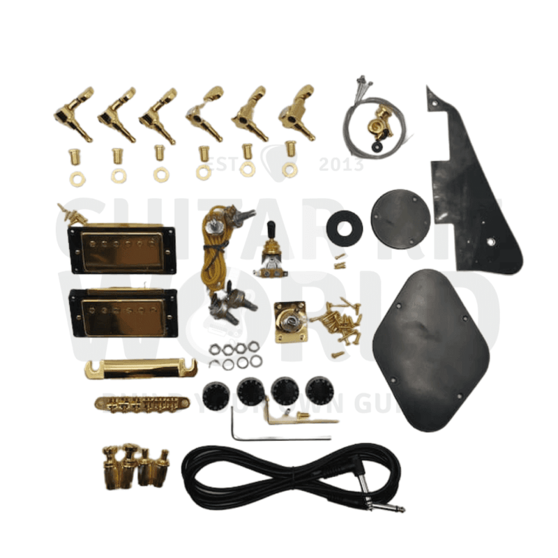 LP Guitar Kit with Quilted Maple Veneer, Gold Hardware