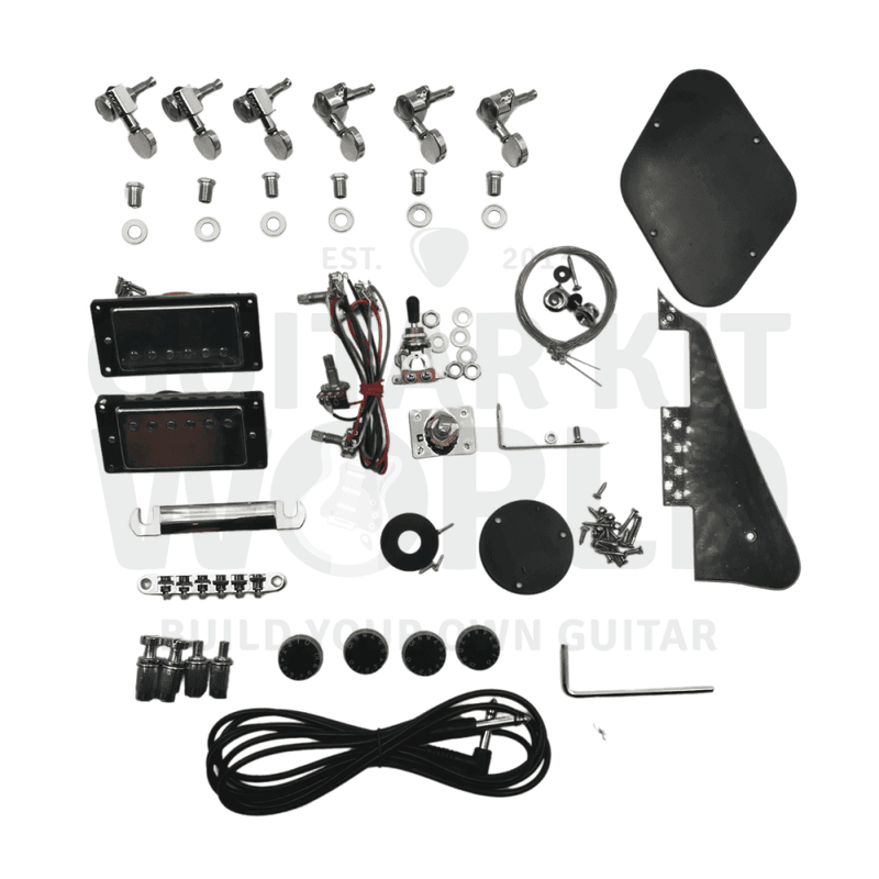Lp Kit Spalted Maple LP-Style Chrome DIY Guitar Kit | GKW — Guitar Kit World