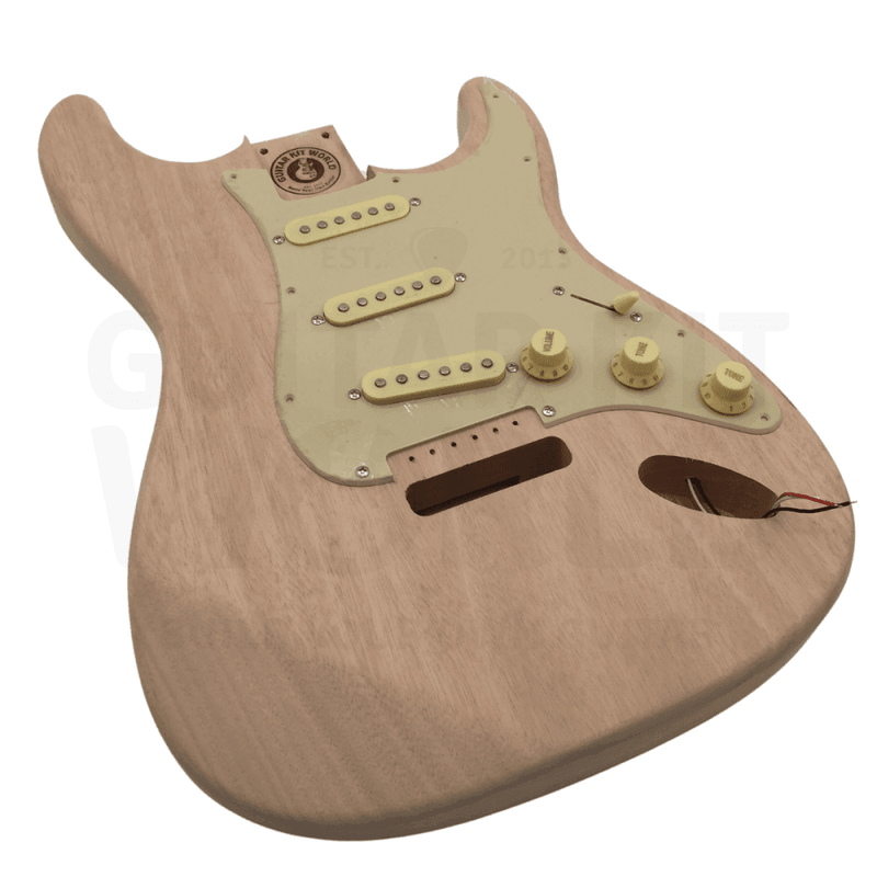 Mahogany ST style guitar kit w/ Mahogany Neck, Chrome Hardware