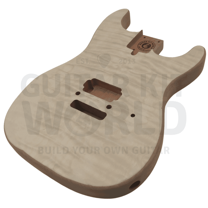 Maple Body KR Guitar Kit w/ Maple Fretboard, Quilted Maple Top Veneer