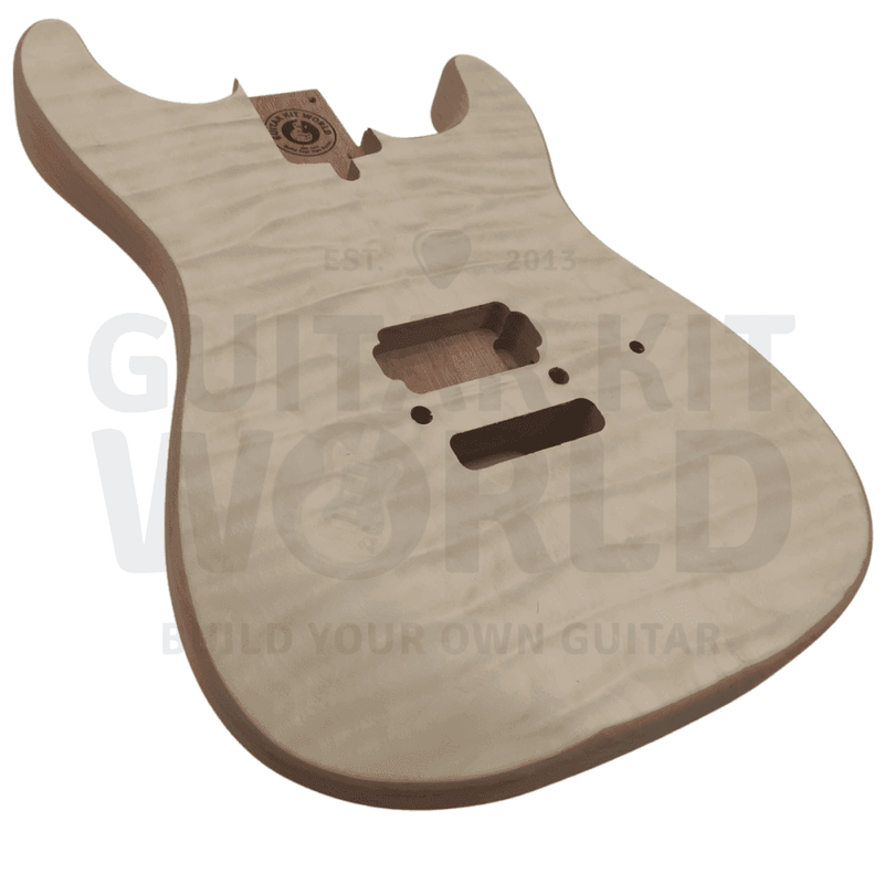 Maple Body KR Guitar Kit w/ Maple Fretboard, Quilted Maple Top Veneer