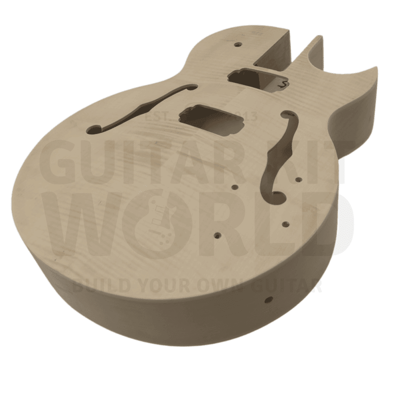 Rosewood Fretboard E175 Hollow Body Guitar Kit with Flamed Maple Veneer