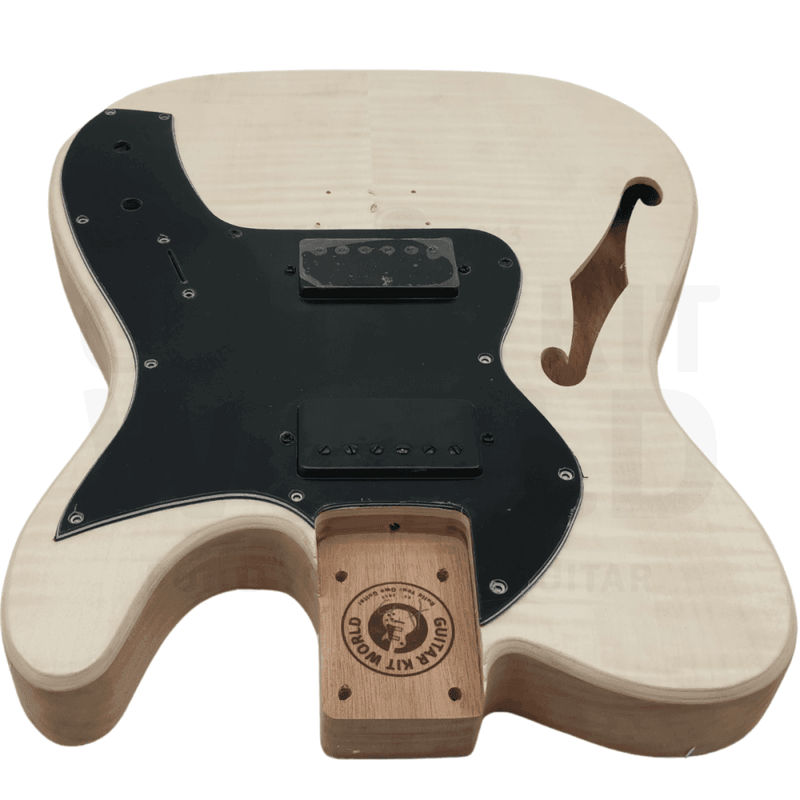 Semi-Acoustic TE style Mahogany body DIY kit with Flamed Maple Veneer