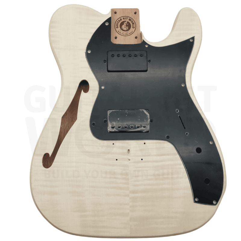 Semi-Acoustic TE style Mahogany body DIY kit with Flamed Maple Veneer