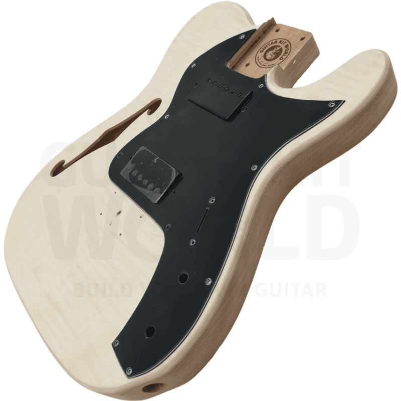 Semi-Acoustic TE style Mahogany body DIY kit with Flamed Maple Veneer