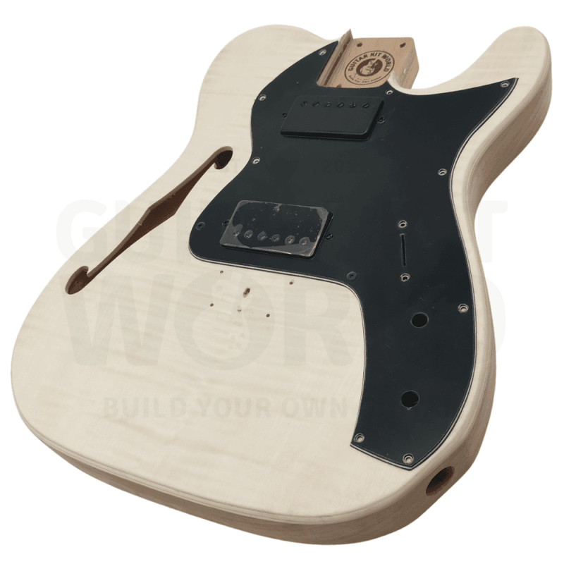 Semi-Acoustic TE style Mahogany body DIY kit with Flamed Maple Veneer
