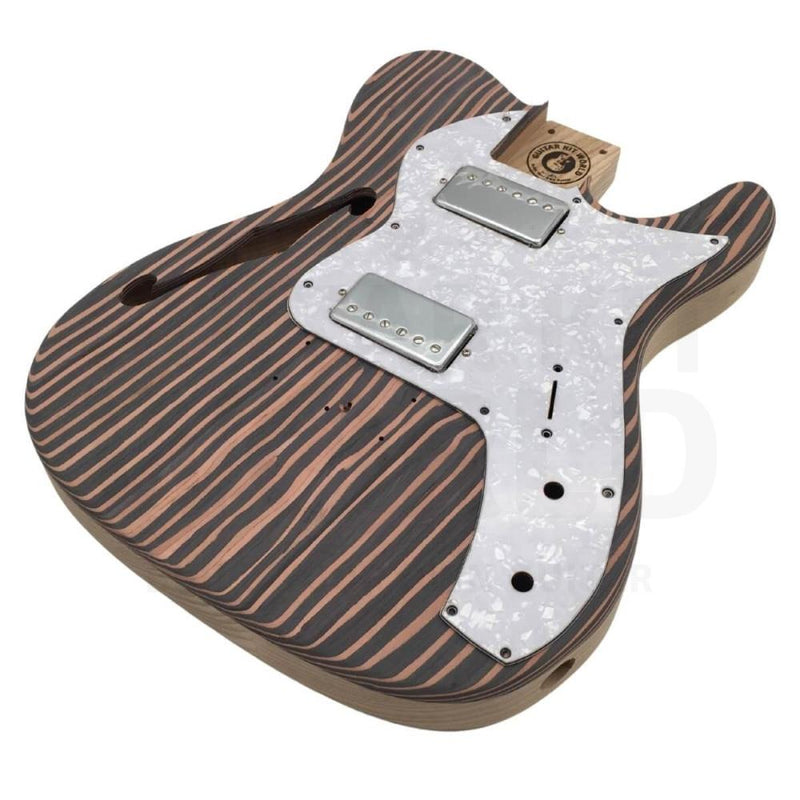 Semi-Hollow Ash TE Guitar Kit with Zebrawood Body Top