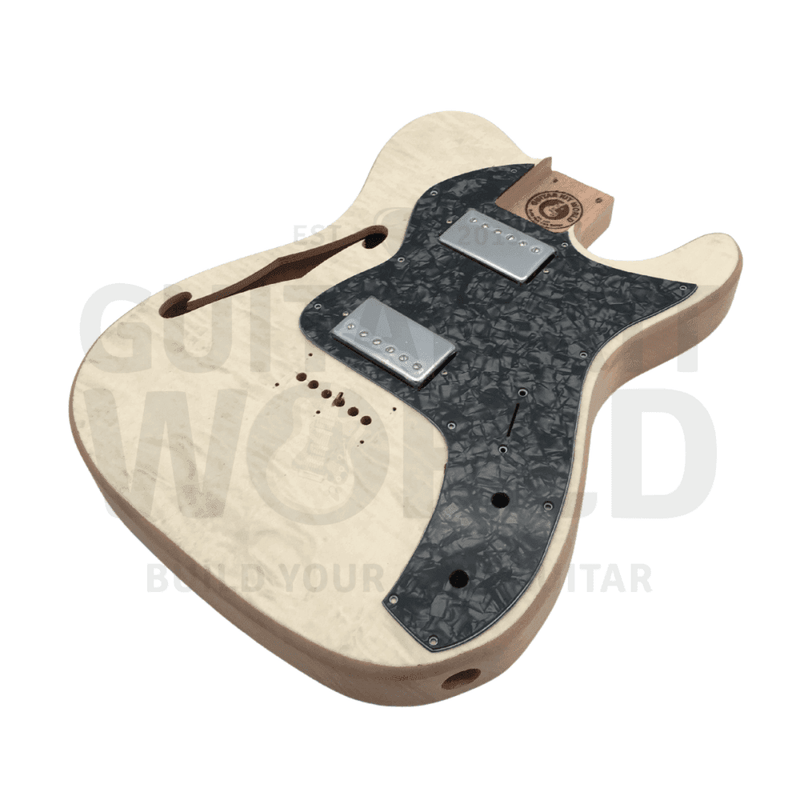 Semi-Hollow Mahogany TE Guitar Kit w/ Quilt Maple Veneer