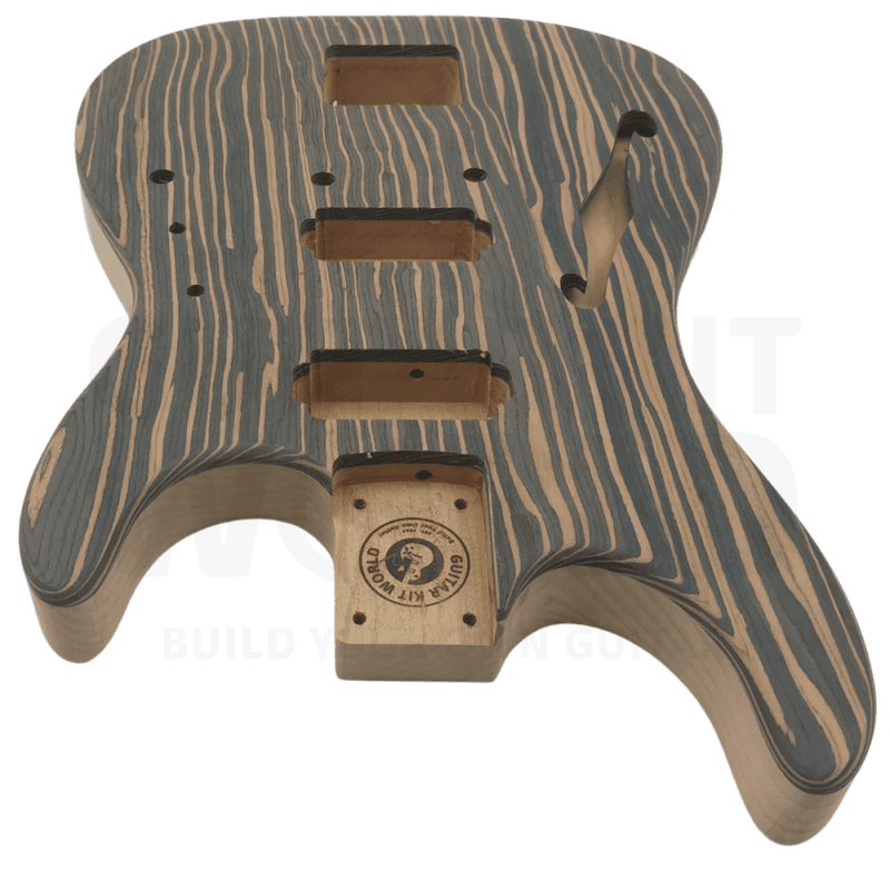 Semi-Hollow ST style guitar kit w/ Alder body, Zebra Body Top