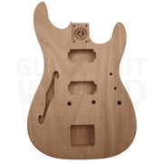 Semi-Hollow ST style guitar kit w/ Mahogany body, Maple Neck