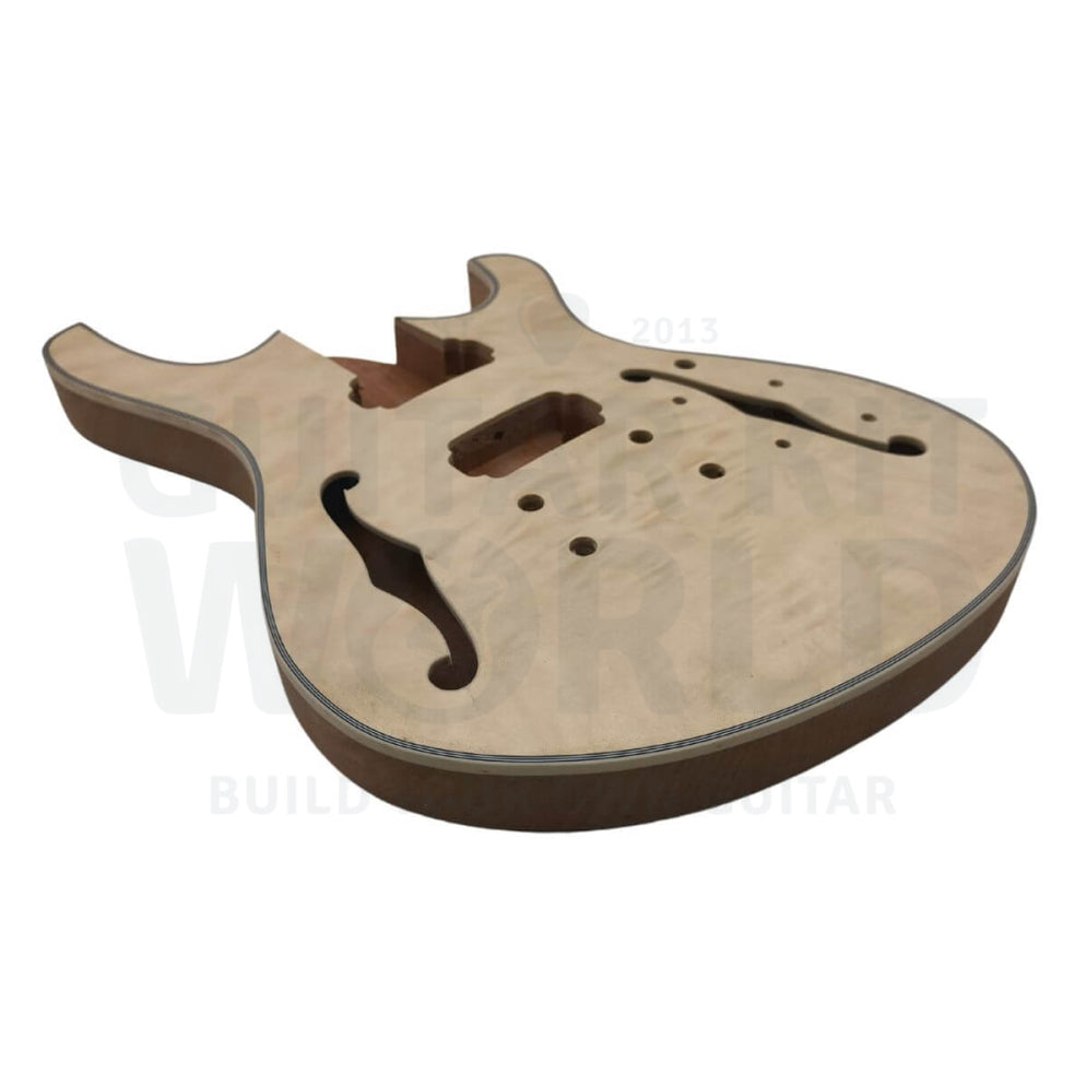 Semi-hollow Offset Body Guitar Kit with Quilted Maple Veneer | Guitar ...