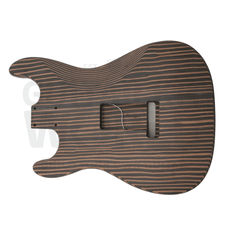 In Stock In China Double-Cutaway Contoured Electric Guitar Kit, Engineered Zebrawood Body, Engineered Zebrawood Fretboar