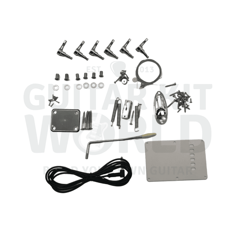 ST Zebrawood Guitar Kit with Bolt-on neck, White Pickguard