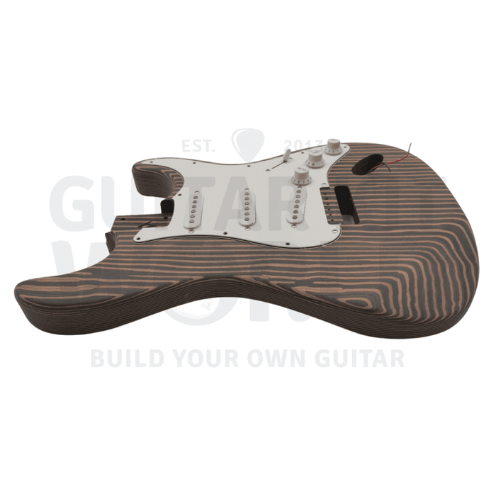 ST Zebrawood Guitar Kit with Bolt-on neck, White Pickguard