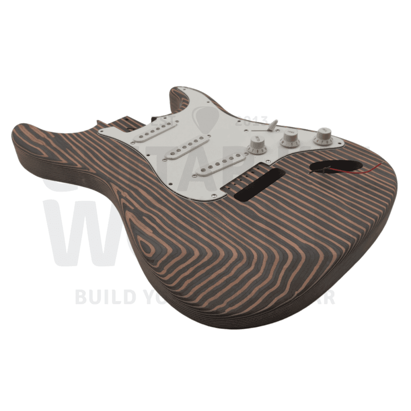 ST Zebrawood Guitar Kit with Bolt-on neck, White Pickguard