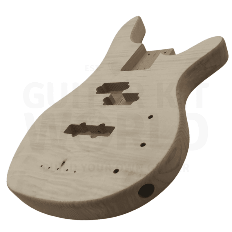W Bass Guitar Kit with Ash Body Flamed Maple Top, Maple Fretboard