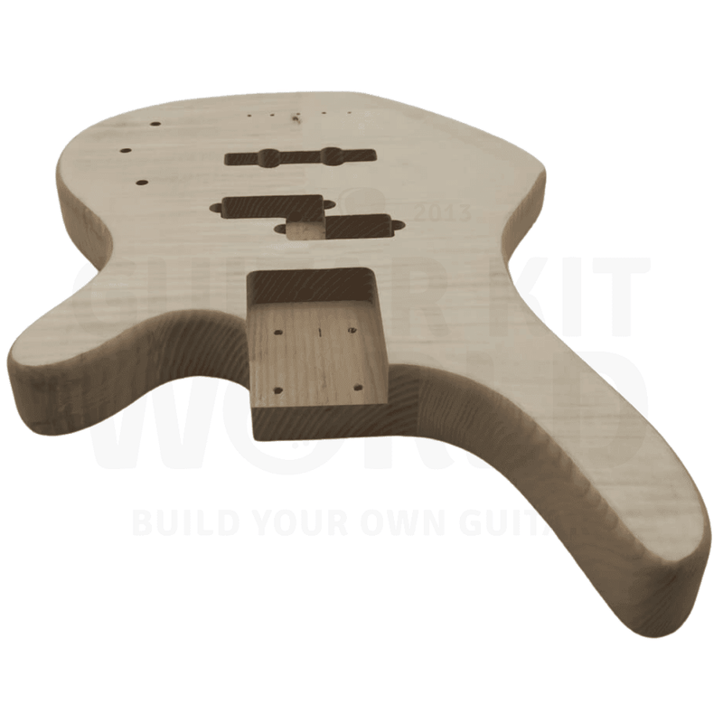 W Bass Guitar Kit with Ash Body Flamed Maple Top, Maple Fretboard