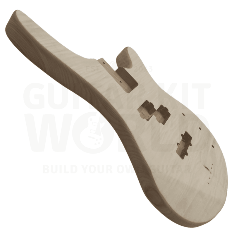 W Bass Guitar Kit with Ash Body Flamed Maple Top, Maple Fretboard